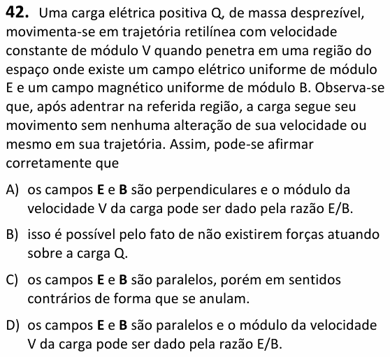 Enunciado da questão 42 de Física do UECE 2024.1