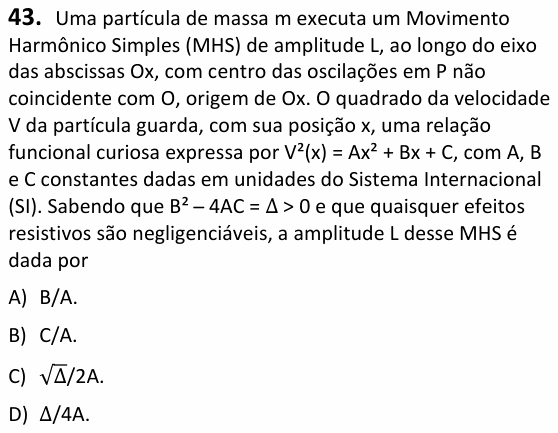Enunciado da questão 43 de Física do UECE 2024.1