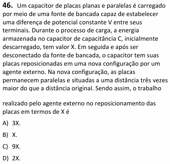 Enunciado da questão 46 de Física do UECE 2024.1