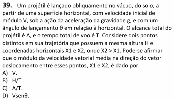 Enunciado da questão 39 de Física do UECE 2025.2