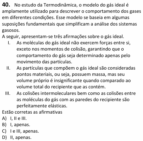 Enunciado da questão 40 de Física do UECE 2025.2