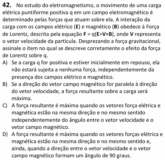 Enunciado da questão 42 de Física do UECE 2025.2