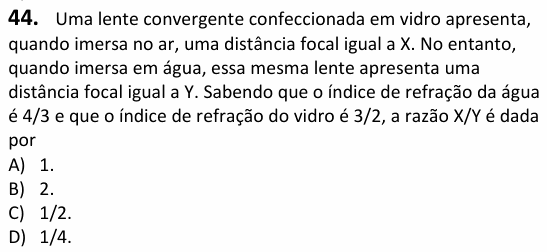Enunciado da questão 44 de Física do UECE 2025.2