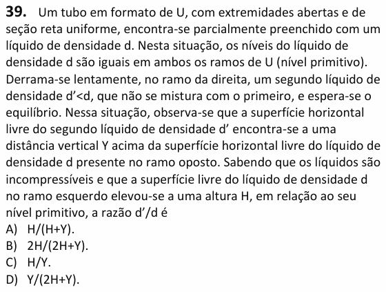 Enunciado da questão 39 de Física do UECE 2026.1