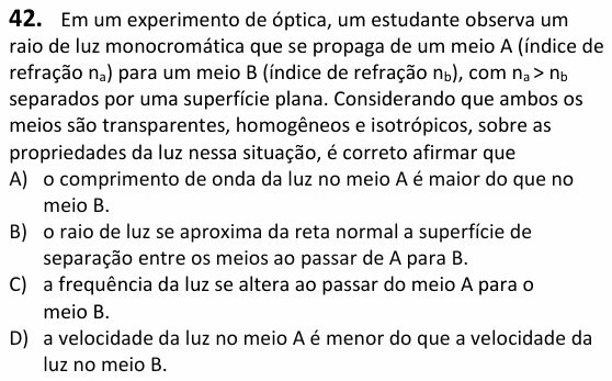 Enunciado da questão 42 de Física do UECE 2026.1