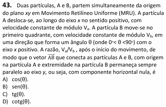 Enunciado da questão 43 de Física do UECE 2026.1