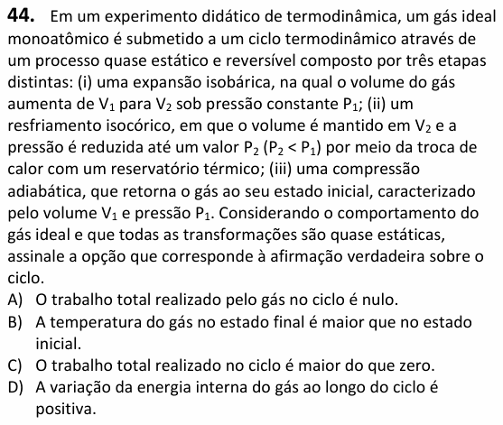 Enunciado da questão 44 de Física do UECE 2026.1