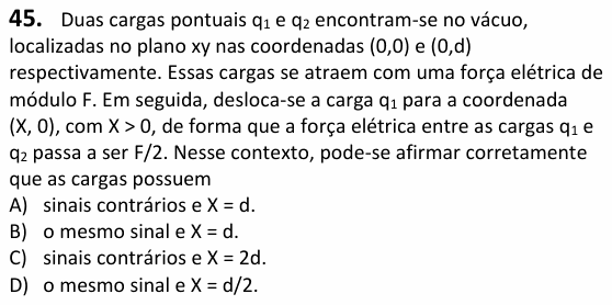 Enunciado da questão 45 de Física do UECE 2026.1