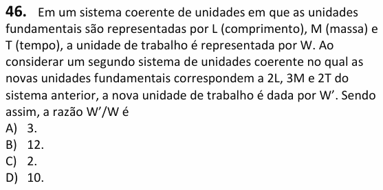 Enunciado da questão 46 de Física do UECE 2026.1