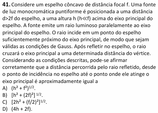 Enunciado da questão 41 de Física do UECE 2026.2