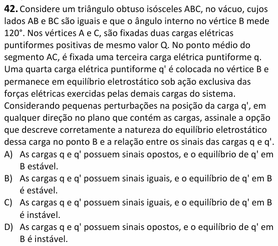 Enunciado da questão 42 de Física do UECE 2026.2