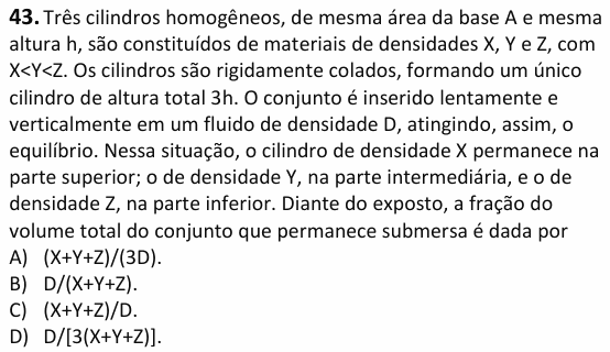 Enunciado da questão 43 de Física do UECE 2026.2