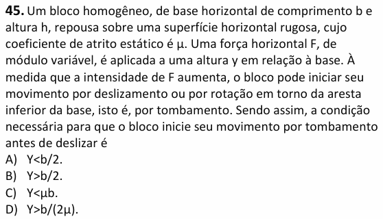 Enunciado da questão 45 de Física do UECE 2026.2