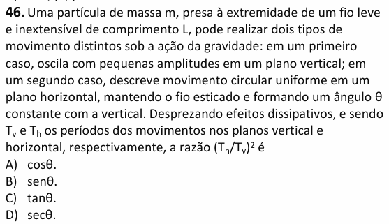 Enunciado da questão 46 de Física do UECE 2026.2