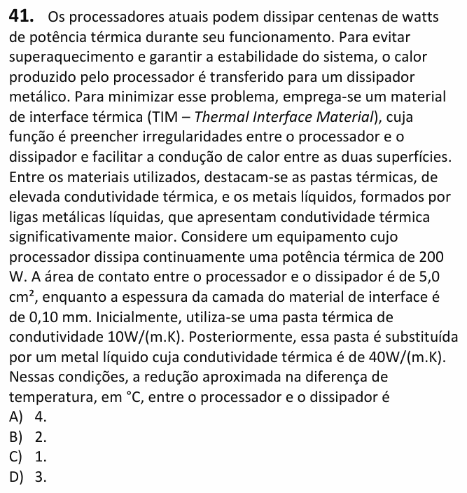 Enunciado da questão 41 de Física do UECE 2027.1