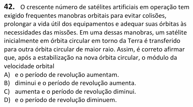 Enunciado da questão 42 de Física do UECE 2027.1