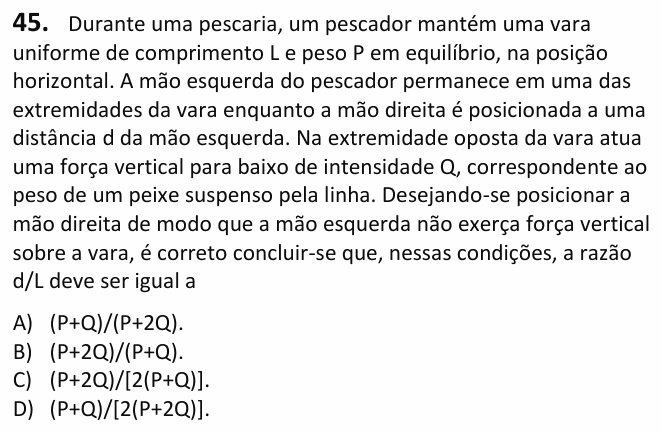 Enunciado da questão 45 de Física do UECE 2027.1