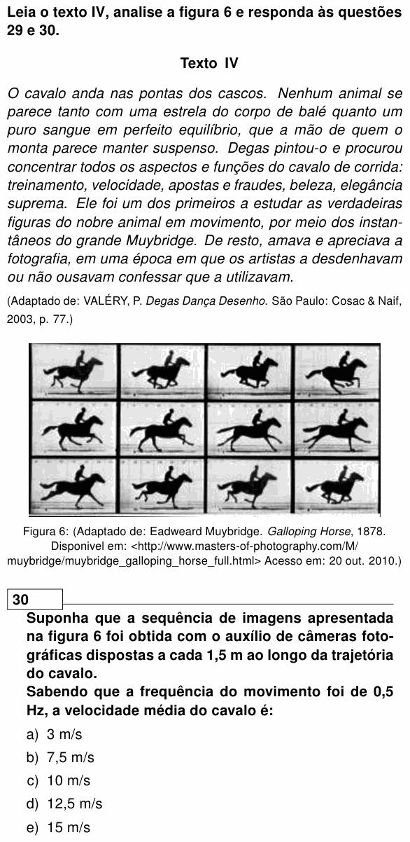 Enunciado da questão 30 de Física do UEL 2011
