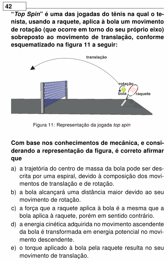 Enunciado da questão 42 de Física do UEL 2011