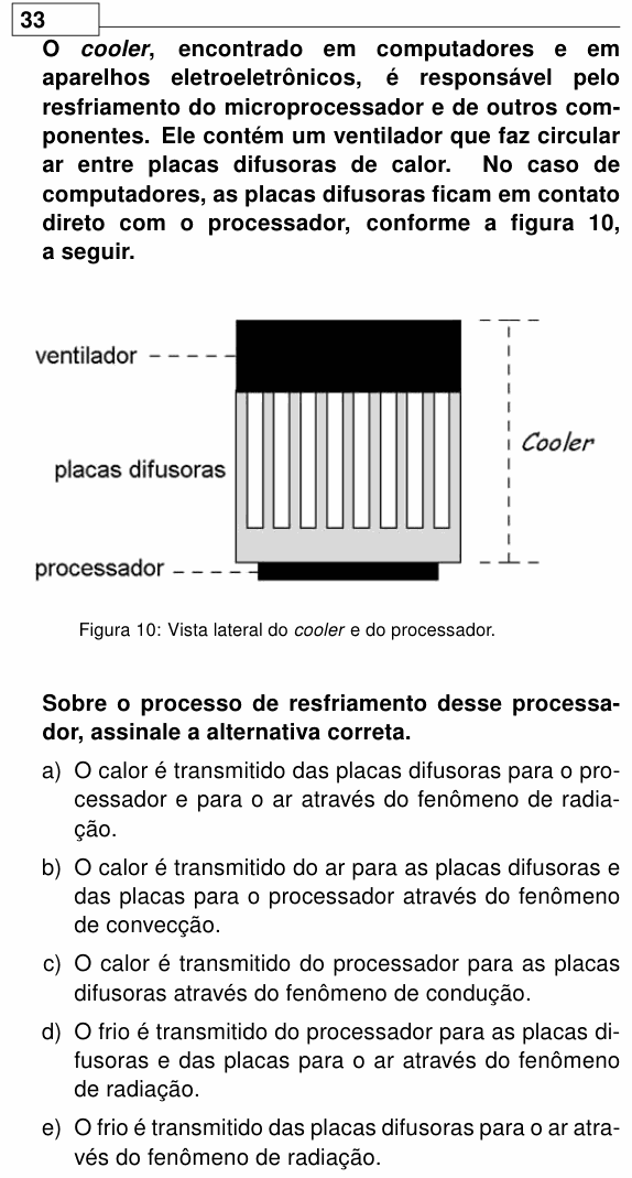 Enunciado da questão 33 de Física do UEL 2013