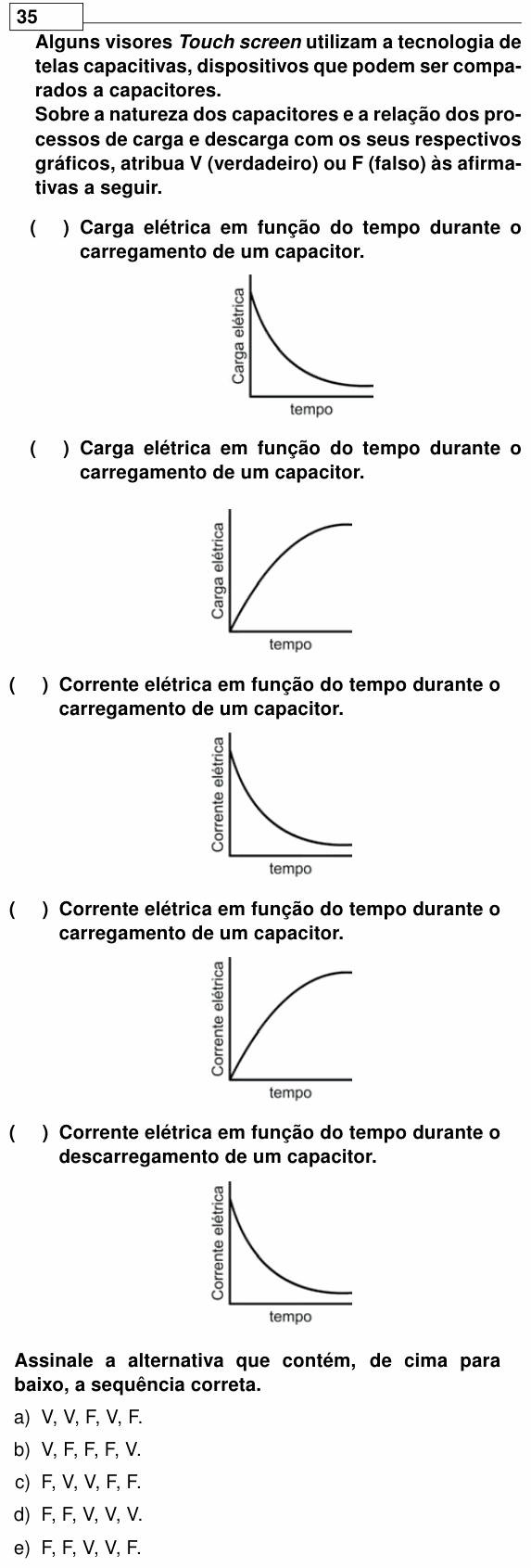 Enunciado da questão 35 de Física do UEL 2013