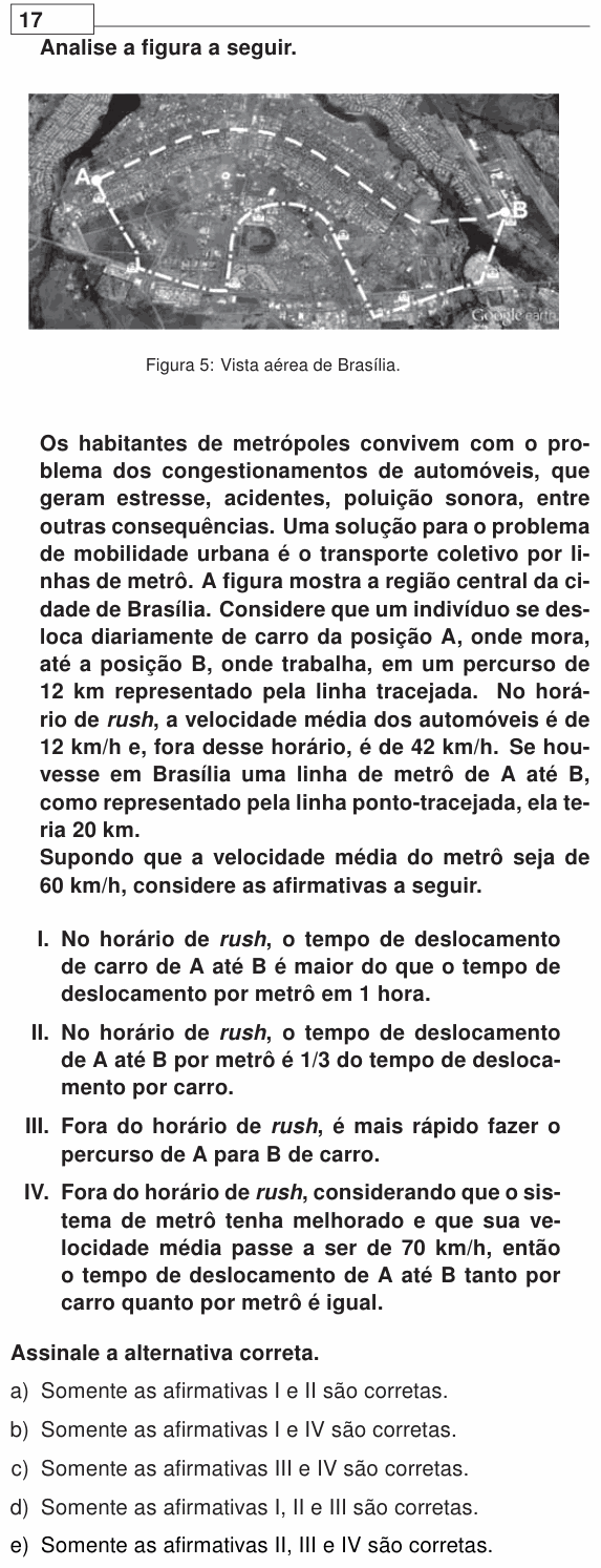 Enunciado da questão 17 de Física do UEL 2014