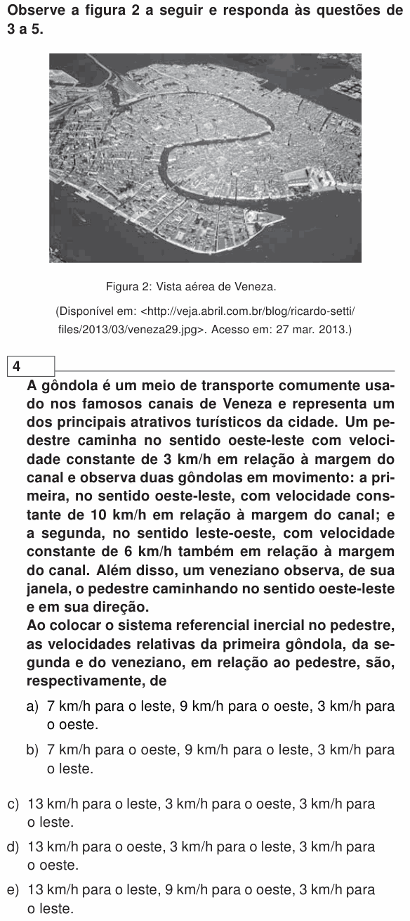 Enunciado da questão 4 de Física do UEL 2014