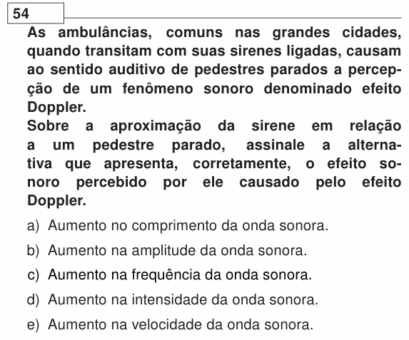 Enunciado da questão 54 de Física do UEL 2014