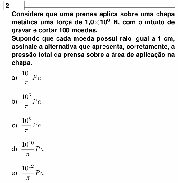Enunciado da questão 2 de Física do UEL 2015