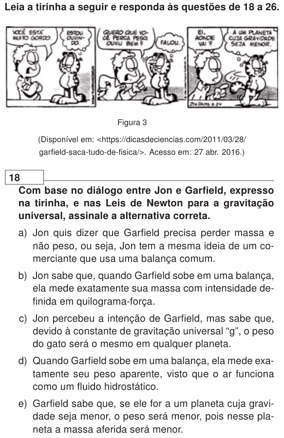 Enunciado da questão 18 de Física do UEL 2017