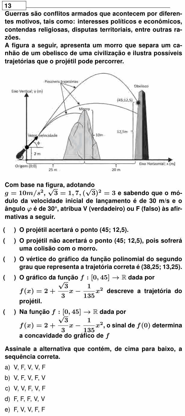 Enunciado da questão 13 de Física do UEL 2023