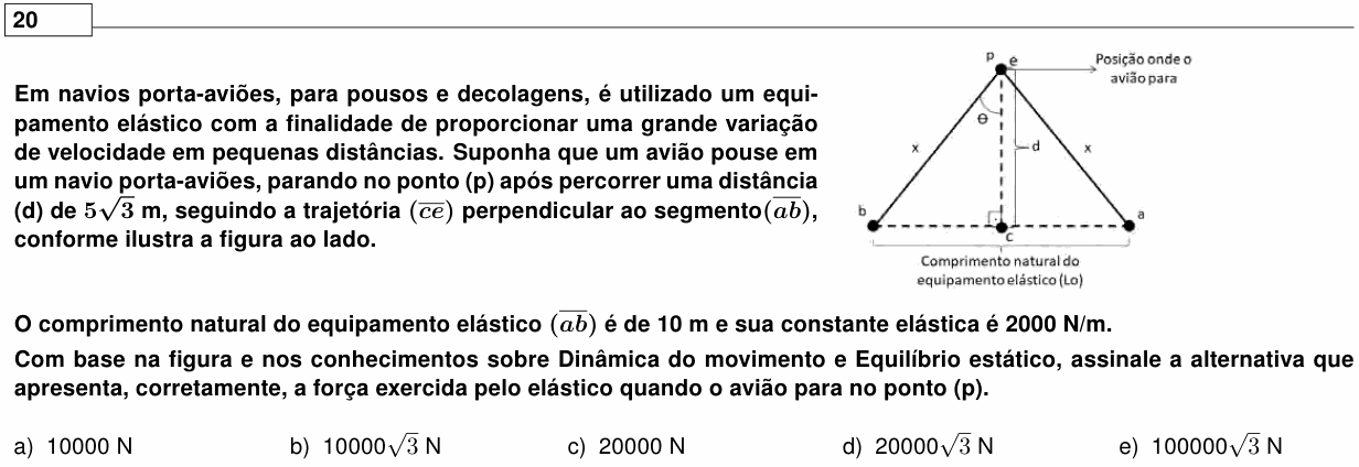 Enunciado da questão 20 de Física do UEL 2023