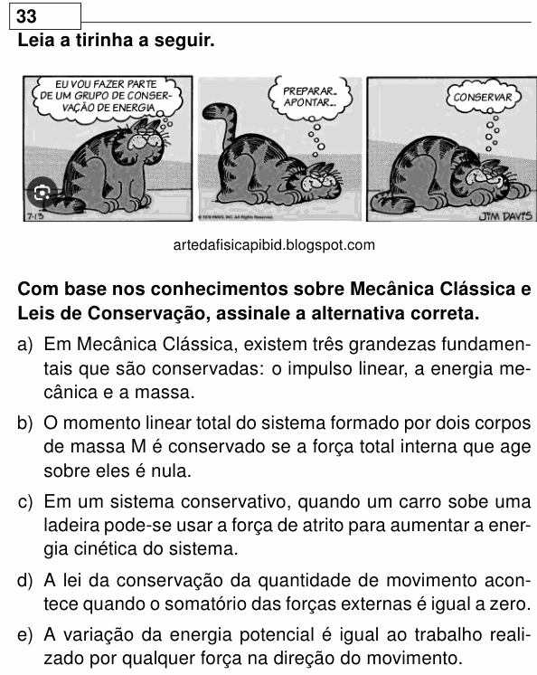 Enunciado da questão 33 de Física do UEL 2024