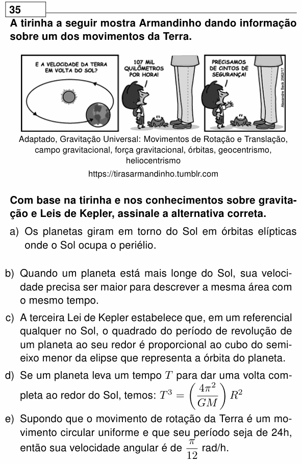 Enunciado da questão 35 de Física do UEL 2025