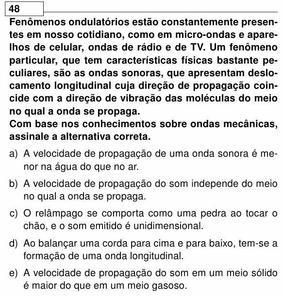 Enunciado da questão 48 de Física do UEL 2026
