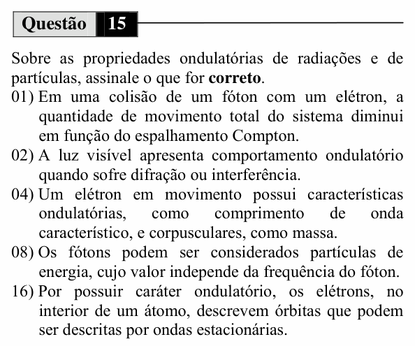 Enunciado da questão 15 de Física do UEM 2010 (Inverno, Conhecimentos Específicos)