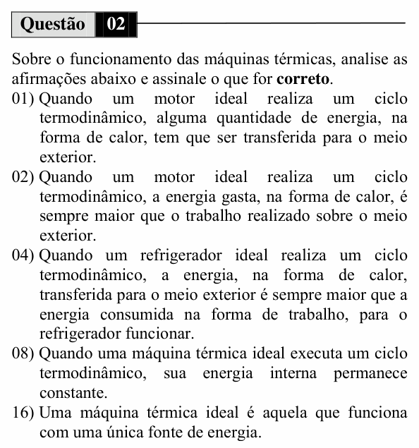 Enunciado da questão 2 de Física do UEM 2010 (Inverno, Conhecimentos Específicos)