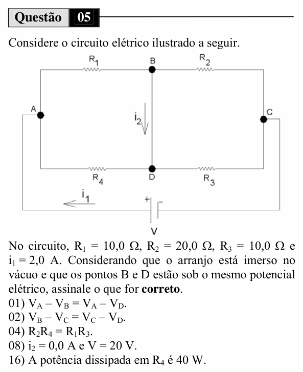 Enunciado da questão 5 de Física do UEM 2010 (Inverno, Conhecimentos Específicos)