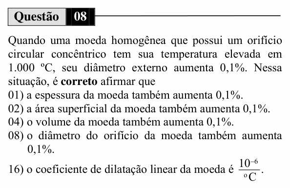 Enunciado da questão 8 de Física do UEM 2010 (Inverno, Conhecimentos Específicos)