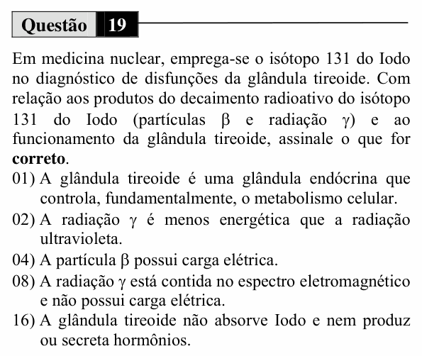 Enunciado da questão 19 de Física do UEM 2011 (Inverno)