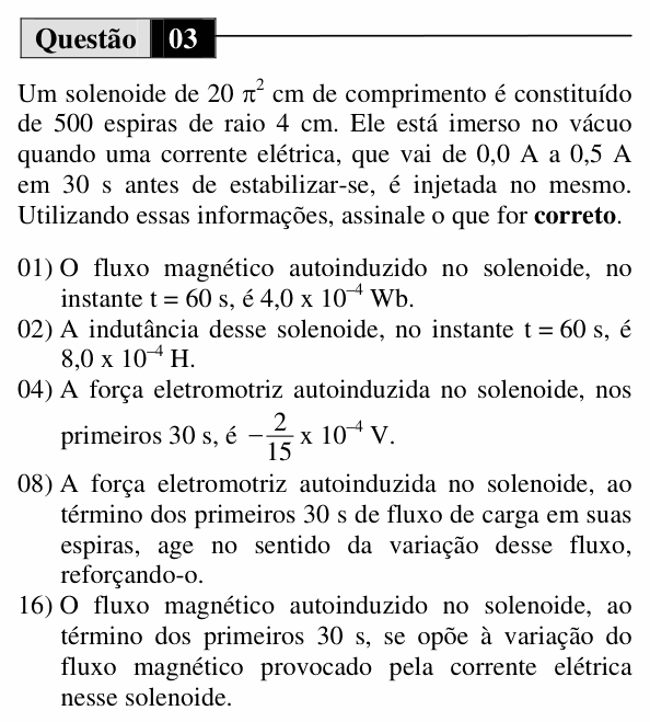 Enunciado da questão 3 de Física do UEM 2012 (Inverno, Conhecimentos Específicos)