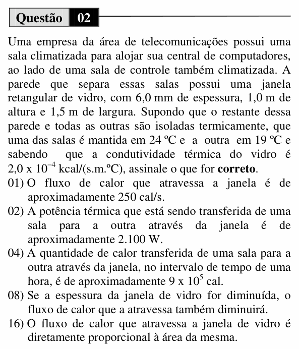 Enunciado da questão 2 de Física do UEM 2013 (Inverno, Conhecimentos Específicos)