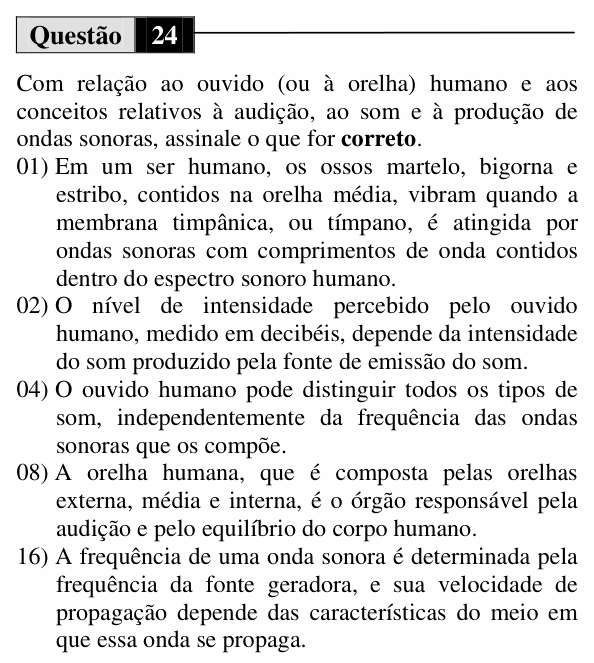 Enunciado da questão 24 de Física do UEM 2013 (Inverno)