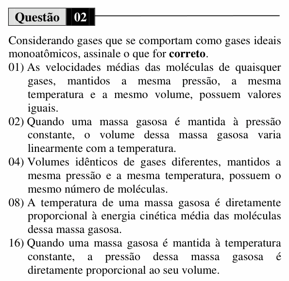 Enunciado da questão 2 de Física do UEM 2013 (Verão, Conhecimentos Específicos)