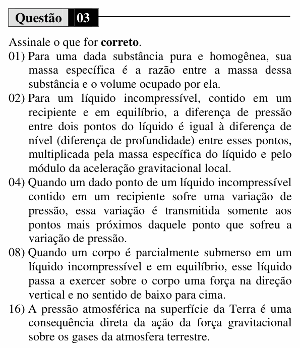 Enunciado da questão 3 de Física do UEM 2013 (Verão, Conhecimentos Específicos)