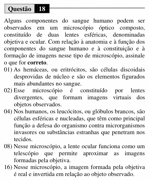 Enunciado da questão 18 de Física do UEM 2014 (Inverno)