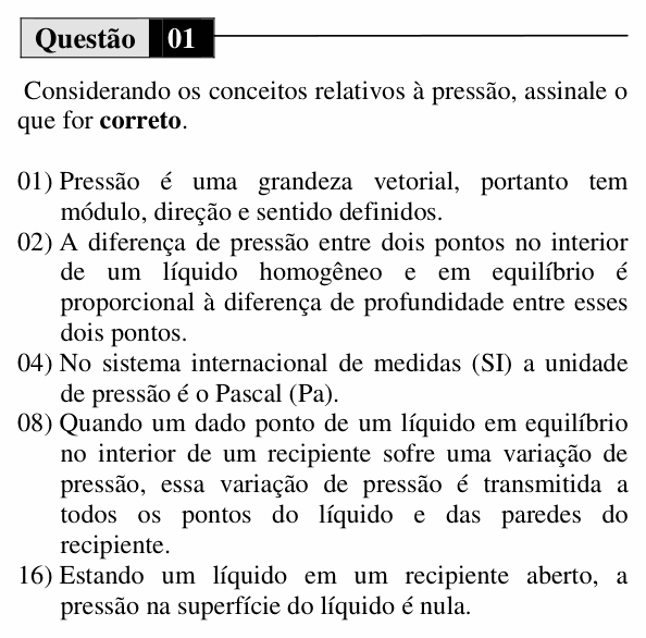 Enunciado da questão 1 de Física do UEM 2014 (Verão, Conhecimentos Específicos)