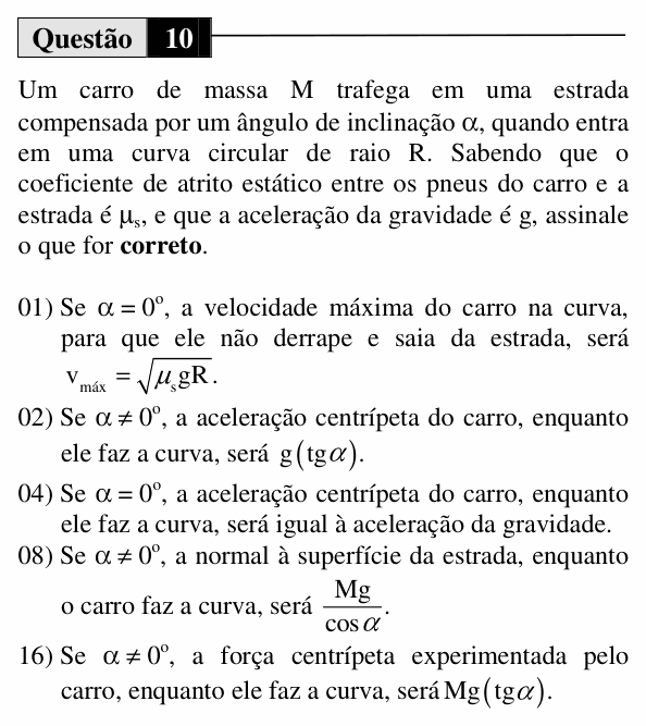 Enunciado da questão 10 de Física do UEM 2015 (Inverno, Conhecimentos Específicos)
