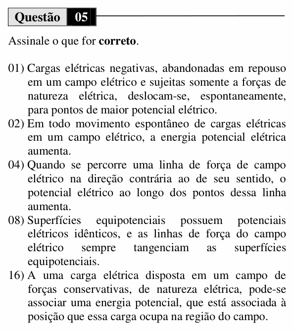 Enunciado da questão 5 de Física do UEM 2015 (Inverno, Conhecimentos Específicos)