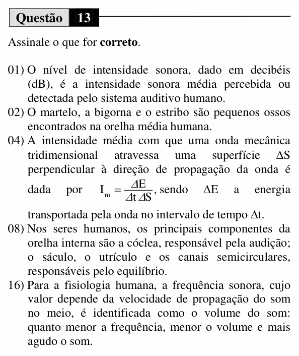 Enunciado da questão 13 de Física do UEM 2015 (Inverno)